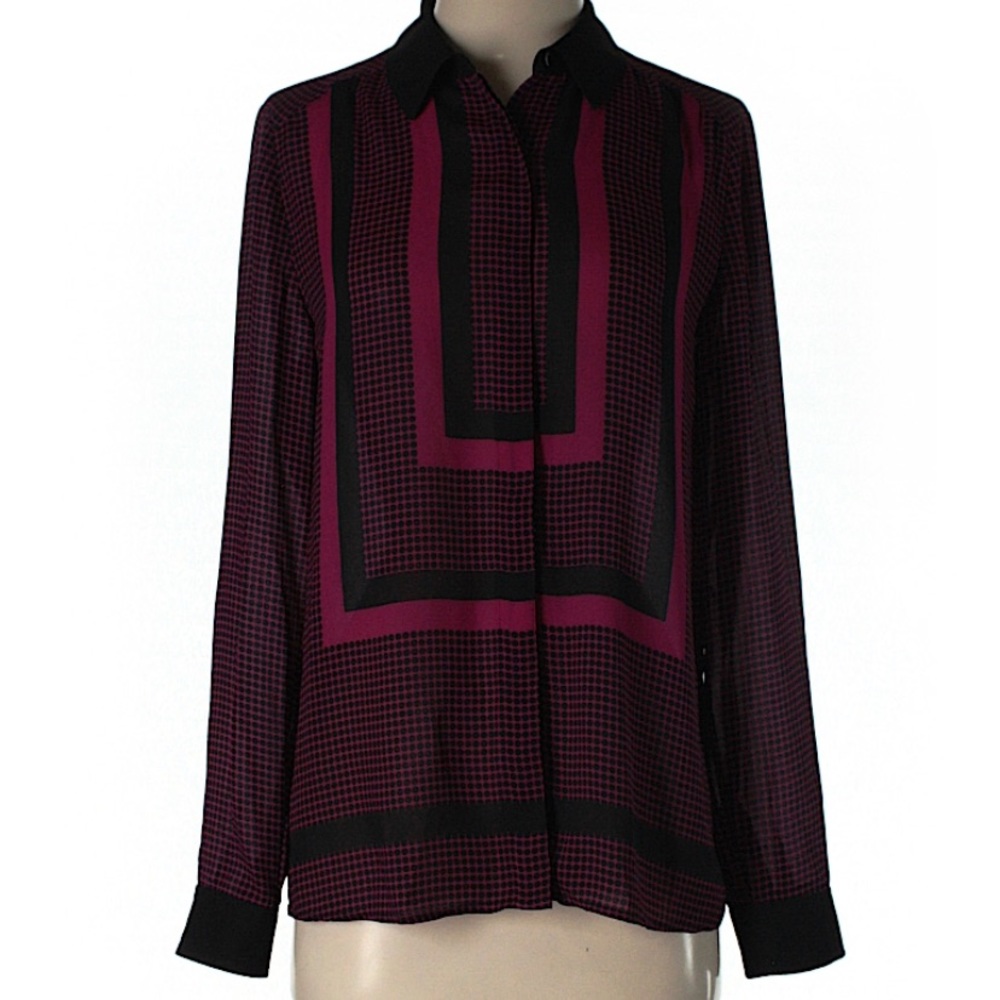 Halogen Graphic Button Down Blouse | Sz Sm